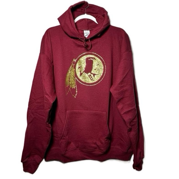 Hanes sweatshirt‎ Burgundy Gold hail RedSkins Washington Football Hoodie L NIB - Picture 14 of 14